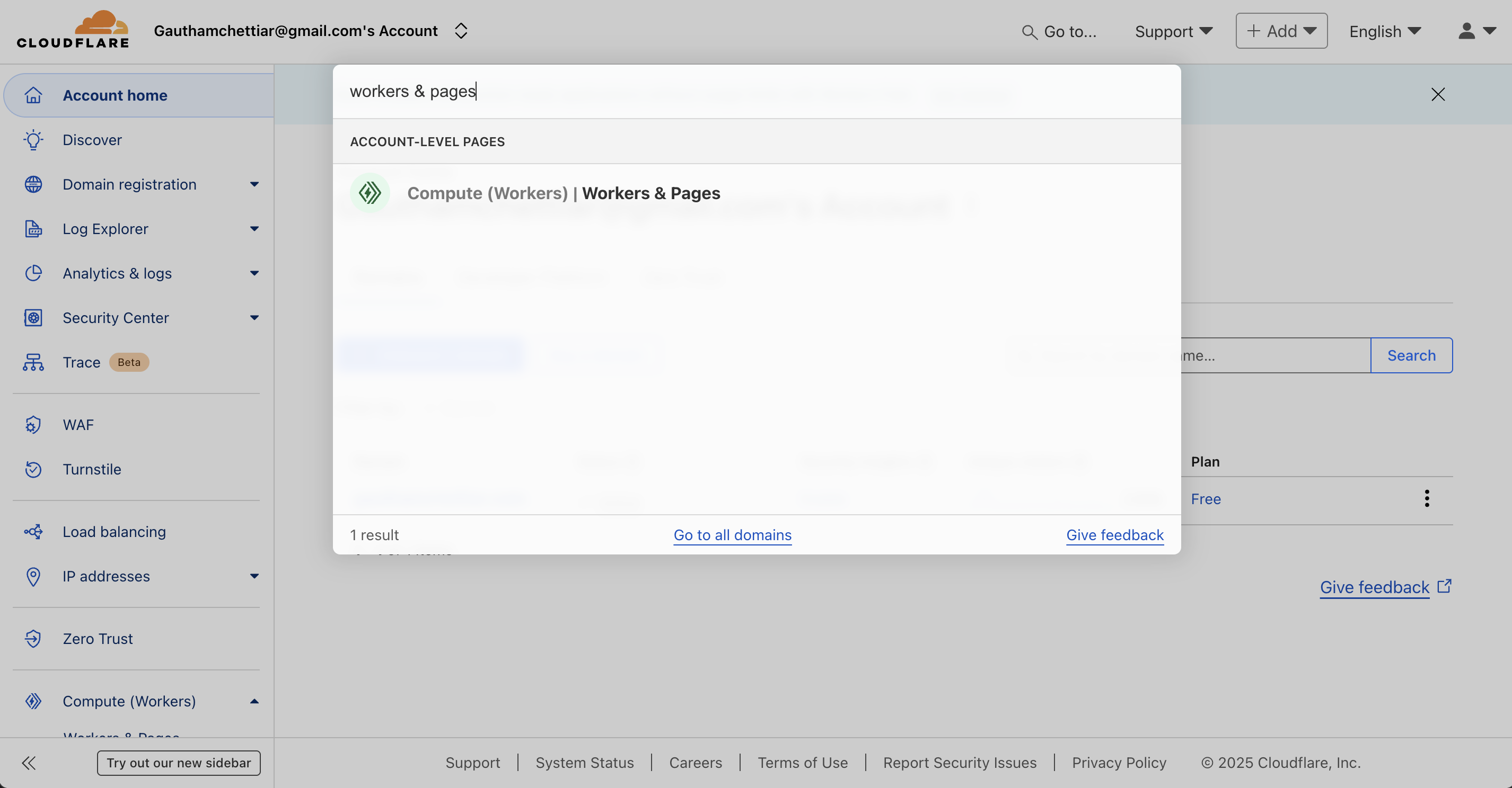 Cloudflare - Workers & Pages Seach