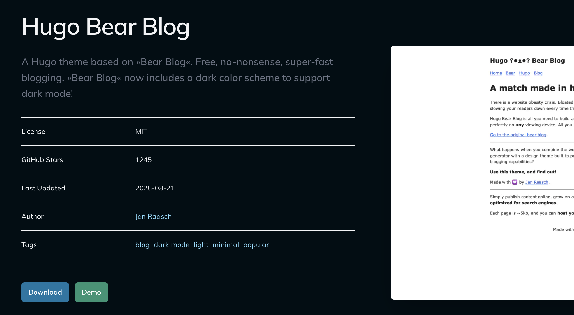 hugo download button