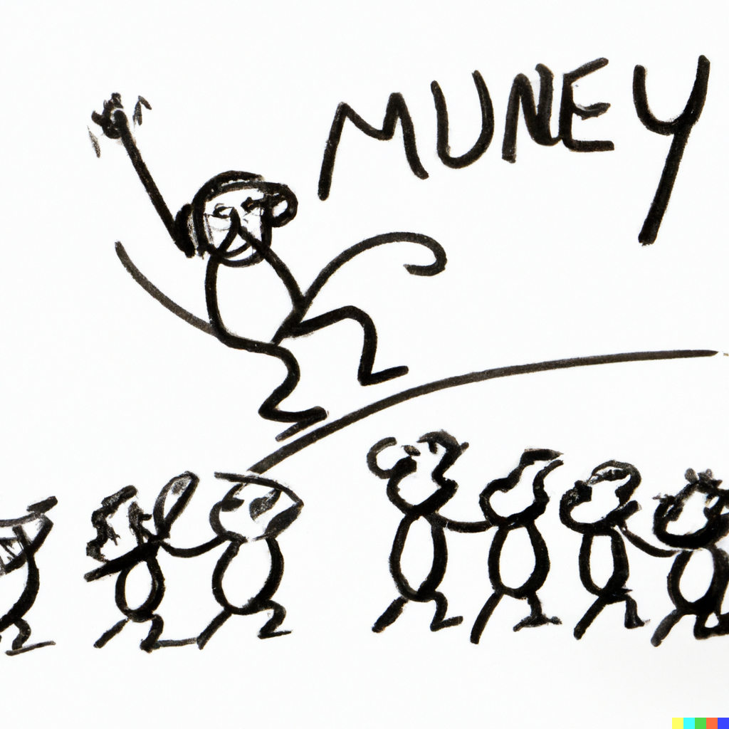 DALL·E Illustration : monkey uprising drawn on a whiteboard